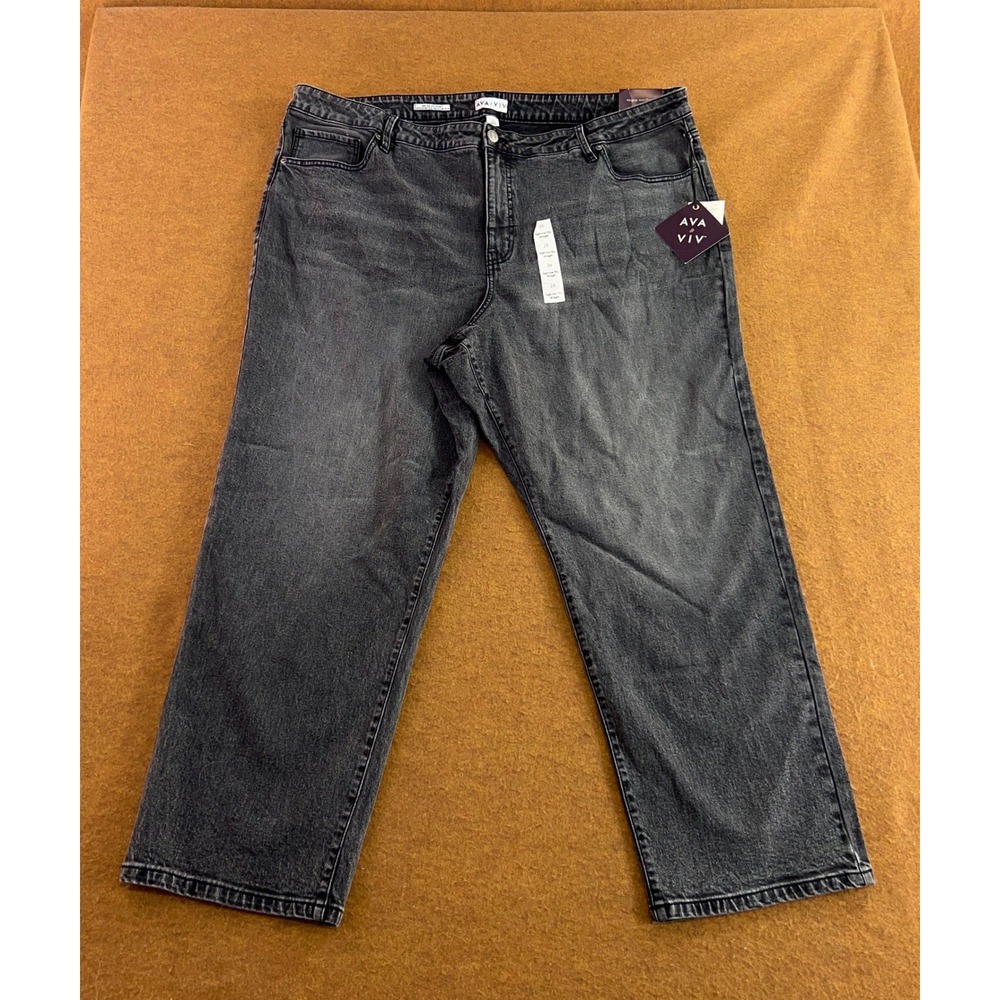 Ava & Viv Womens 26 Gray High Rise 90s Straight Leg Jeans NWT